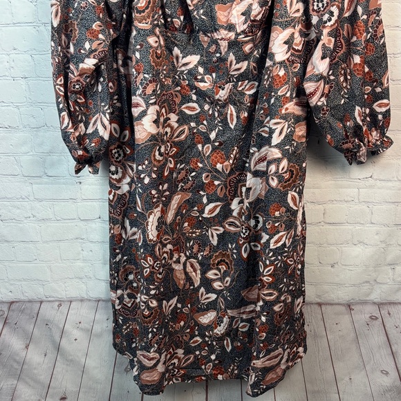 BloomChic Brown Floral Balloon Sleeve Dress Plus Size 3X - Picture 6 of 7